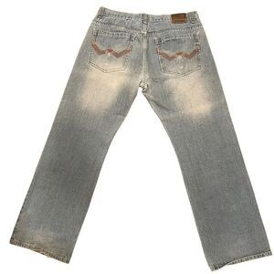 Vtg Attitude Mens Loose Bootcut Wide Leg Jeans 36x32 Kendrick Lamar Embroidered